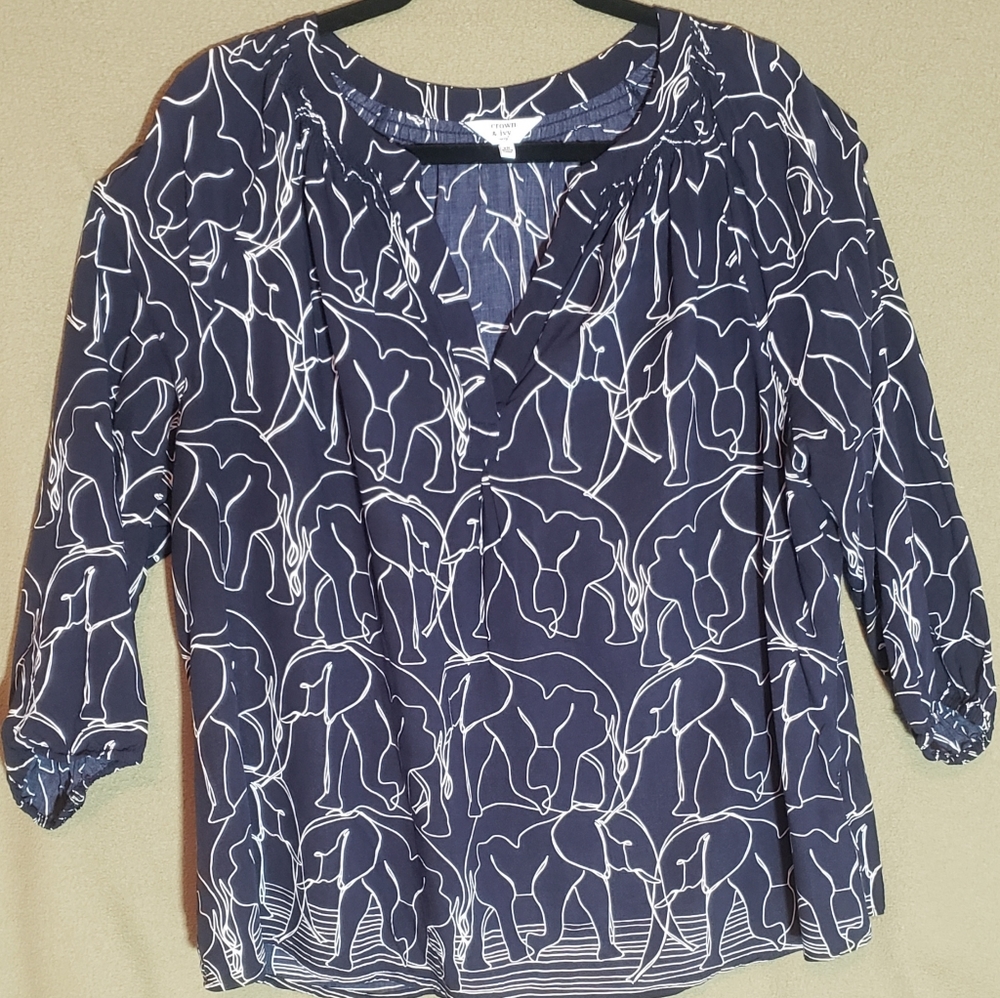Elephant shirt.  Crown & Ivy.  Size: 2X